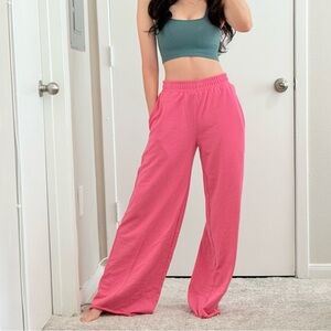 Boutique | Cotton Wide Leg Jogger Lounge Pants | Pink | Size S | Like New